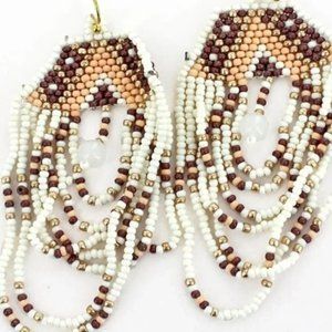 Oh So Dreamy Ivory Handwoven Handmade Dangle Tassel Earrings *E274